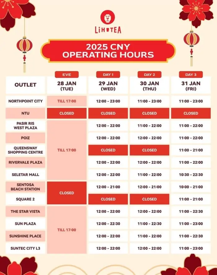 LiHO Tea Chinese New Year Calendar and Adjustments 2025 4 4